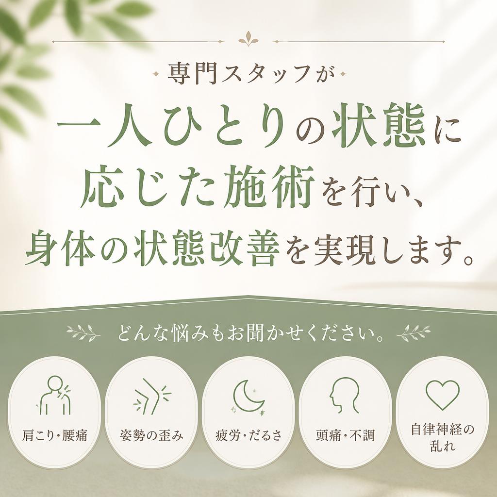 個別ニーズに応じた施術メニュー