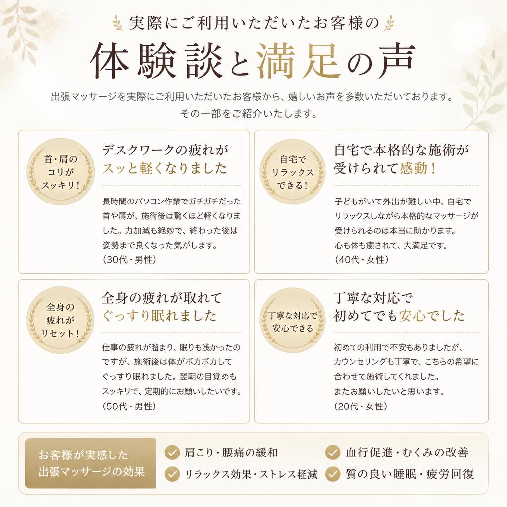 お客様の声：出張マッサージの効果